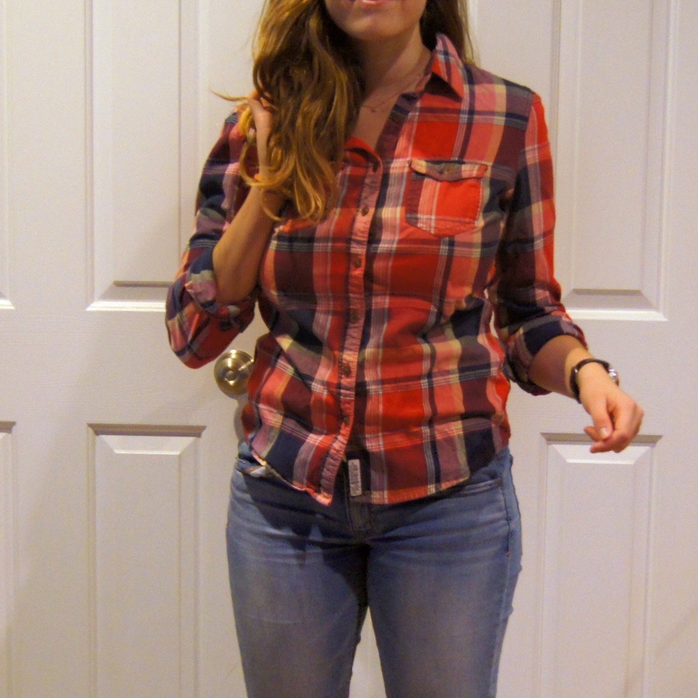 Red Plaid Button-Down Flannel